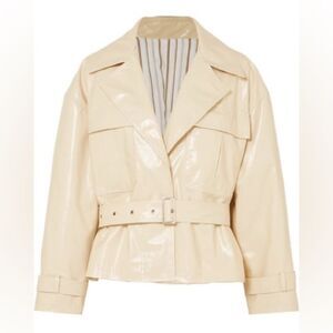 Frankie Shop Size S Cream Faux Leather PVC Jacket Boxy Oversized Button Front